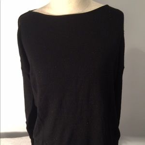 Black boat neck sweater tunic length.